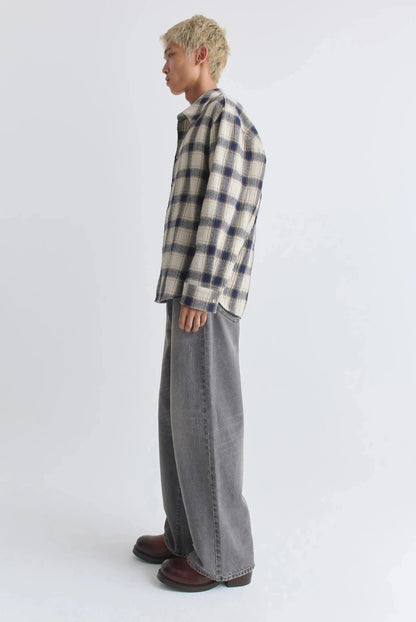 WES SHIRT NAVY TABLECLOTH CHECK