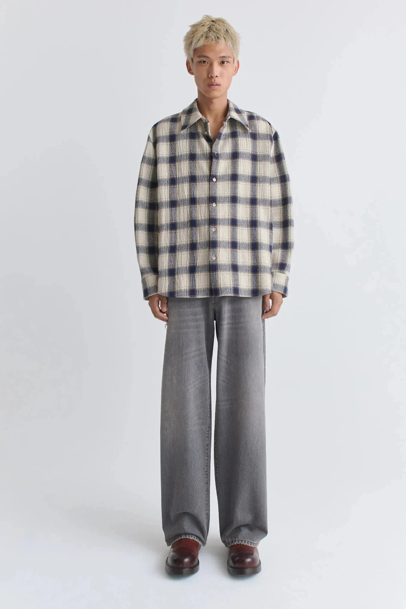WES SHIRT NAVY TABLECLOTH CHECK