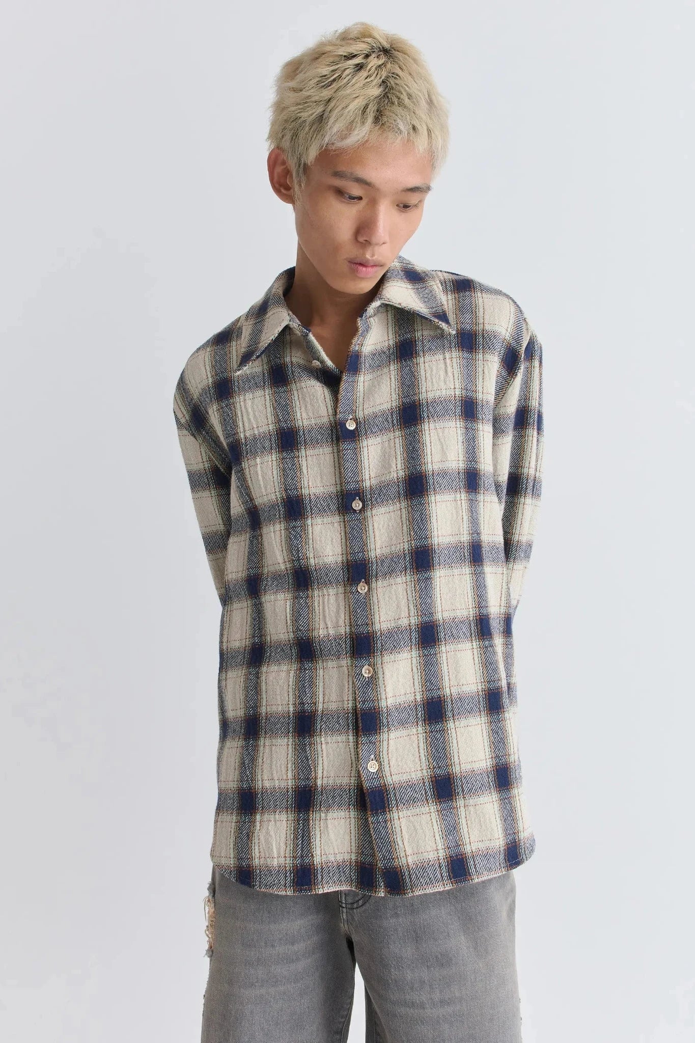 WES SHIRT NAVY TABLECLOTH CHECK