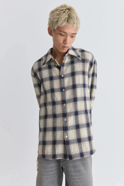 WES SHIRT NAVY TABLECLOTH CHECK