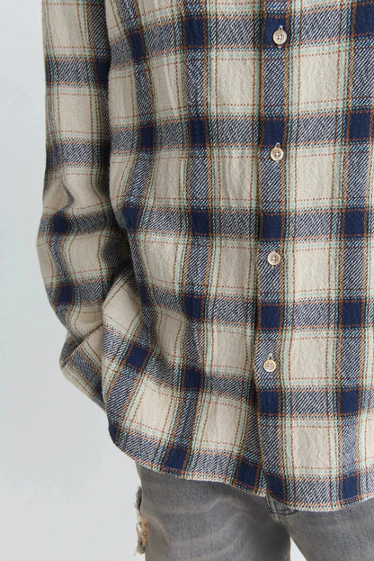 WES SHIRT NAVY TABLECLOTH CHECK