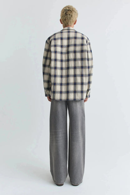 WES SHIRT NAVY TABLECLOTH CHECK
