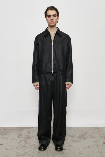 MINI JACKET WORKER lacquer black mirror tencel