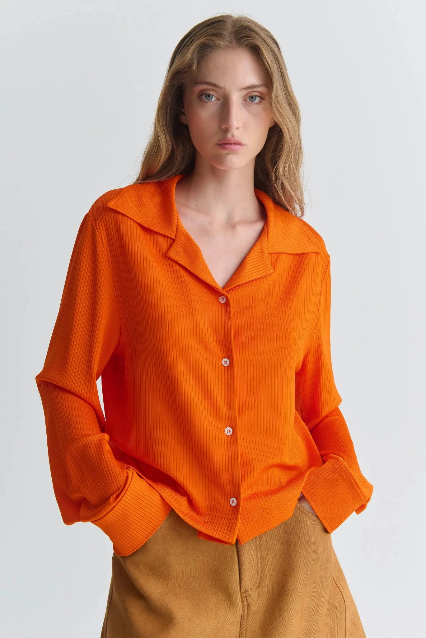 REESE SHIRT Tangerine Viscose Rib