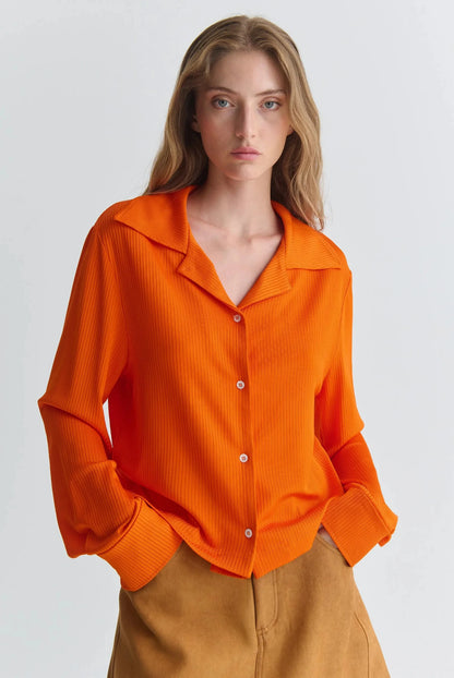 REESE SHIRT Tangerine Viscose Rib