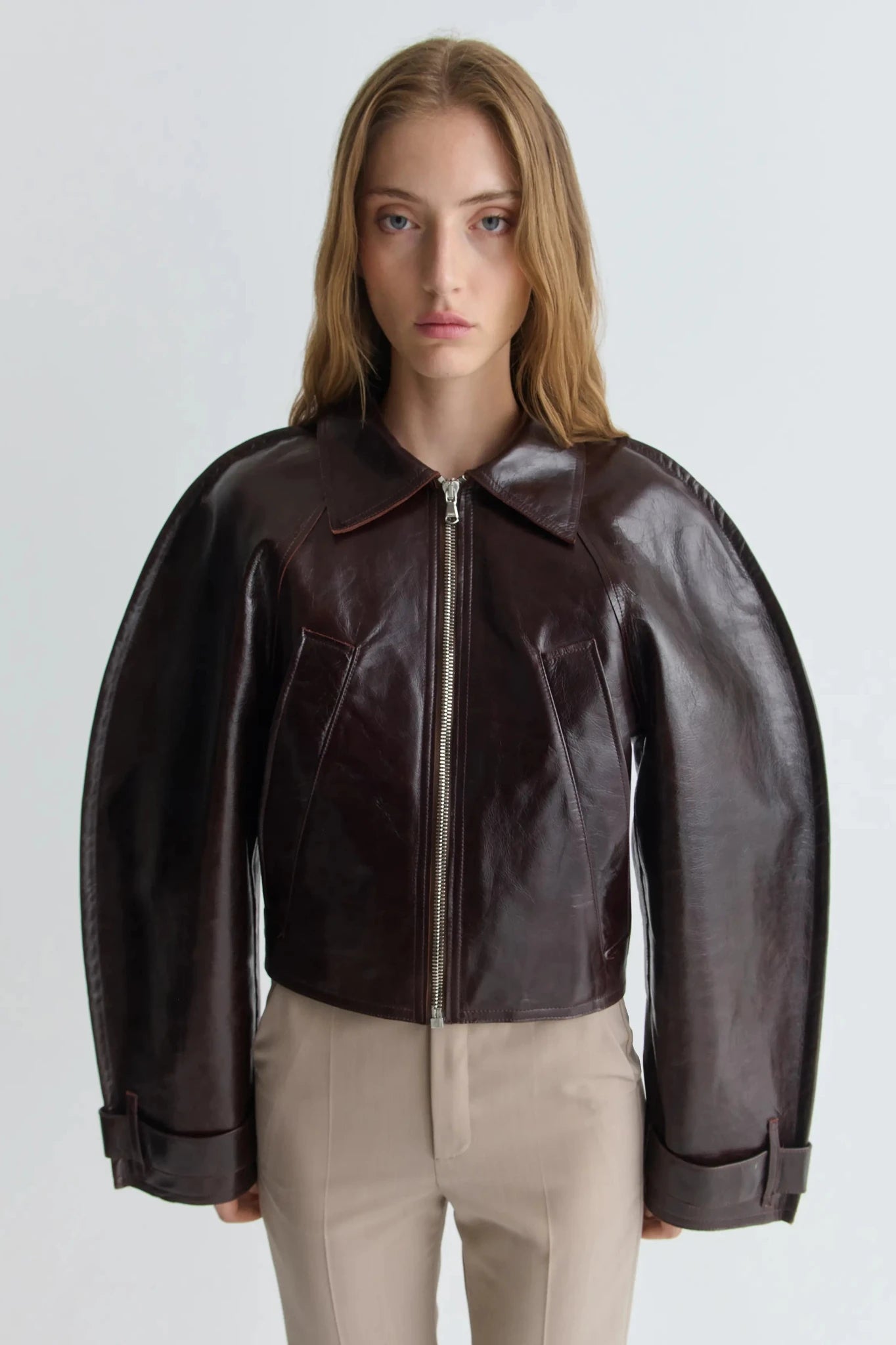TALIA LEATHER JACKET Brown Calf Leather