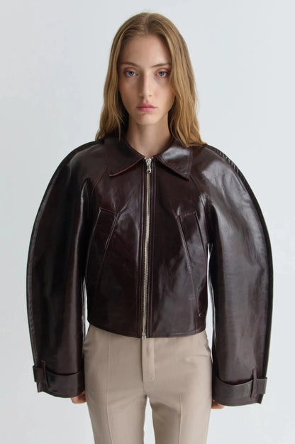 TALIA LEATHER JACKET Brown Calf Leather