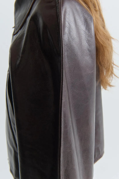 TALIA LEATHER JACKET Brown Calf Leather