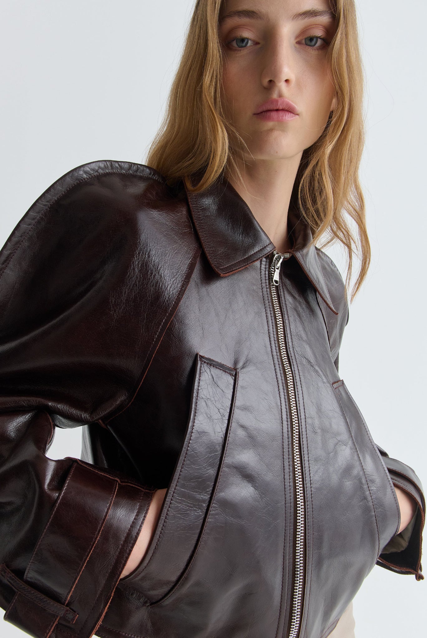TALIA LEATHER JACKET Brown Calf Leather