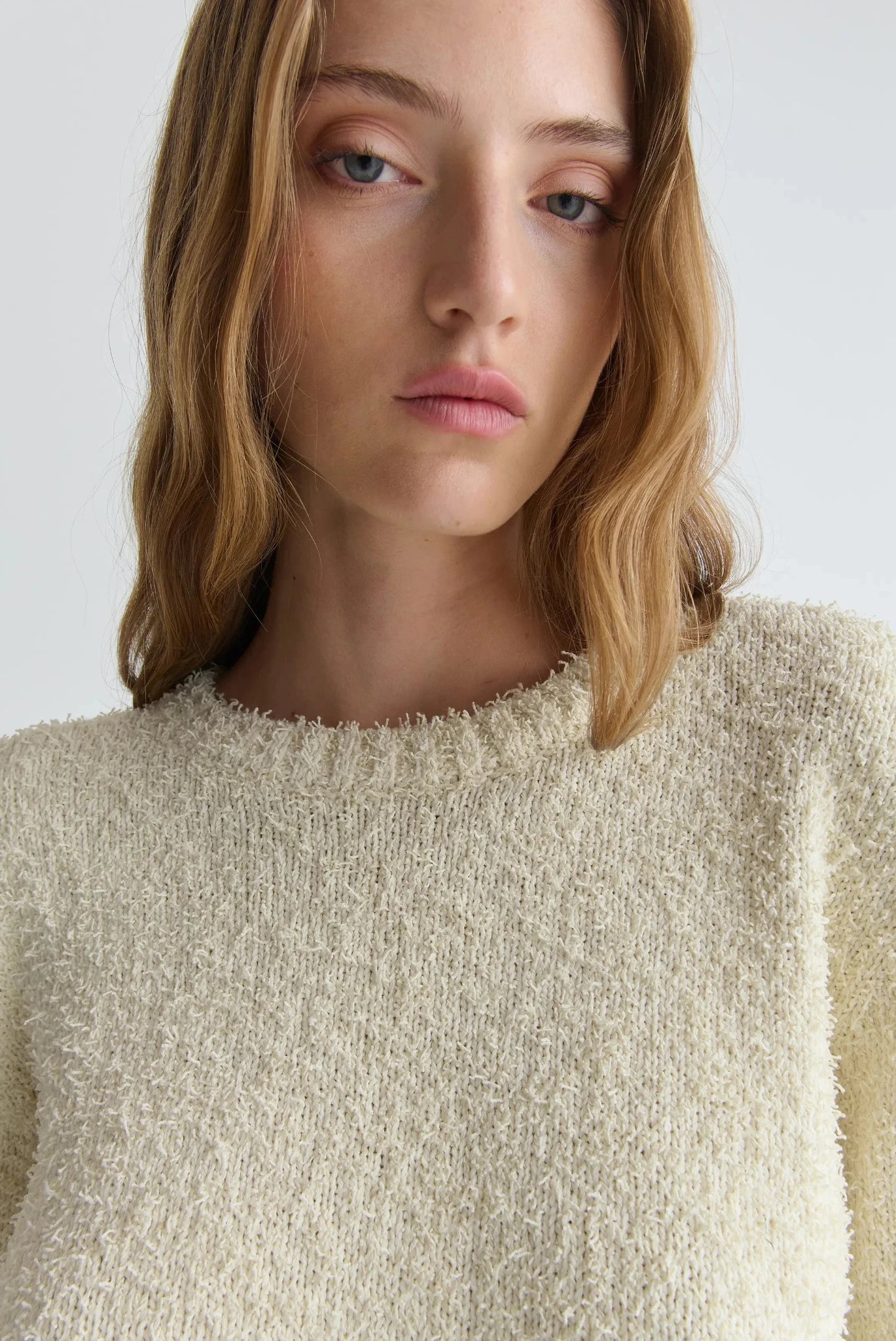 LUCIE SWEATER Textured Cream Tencel