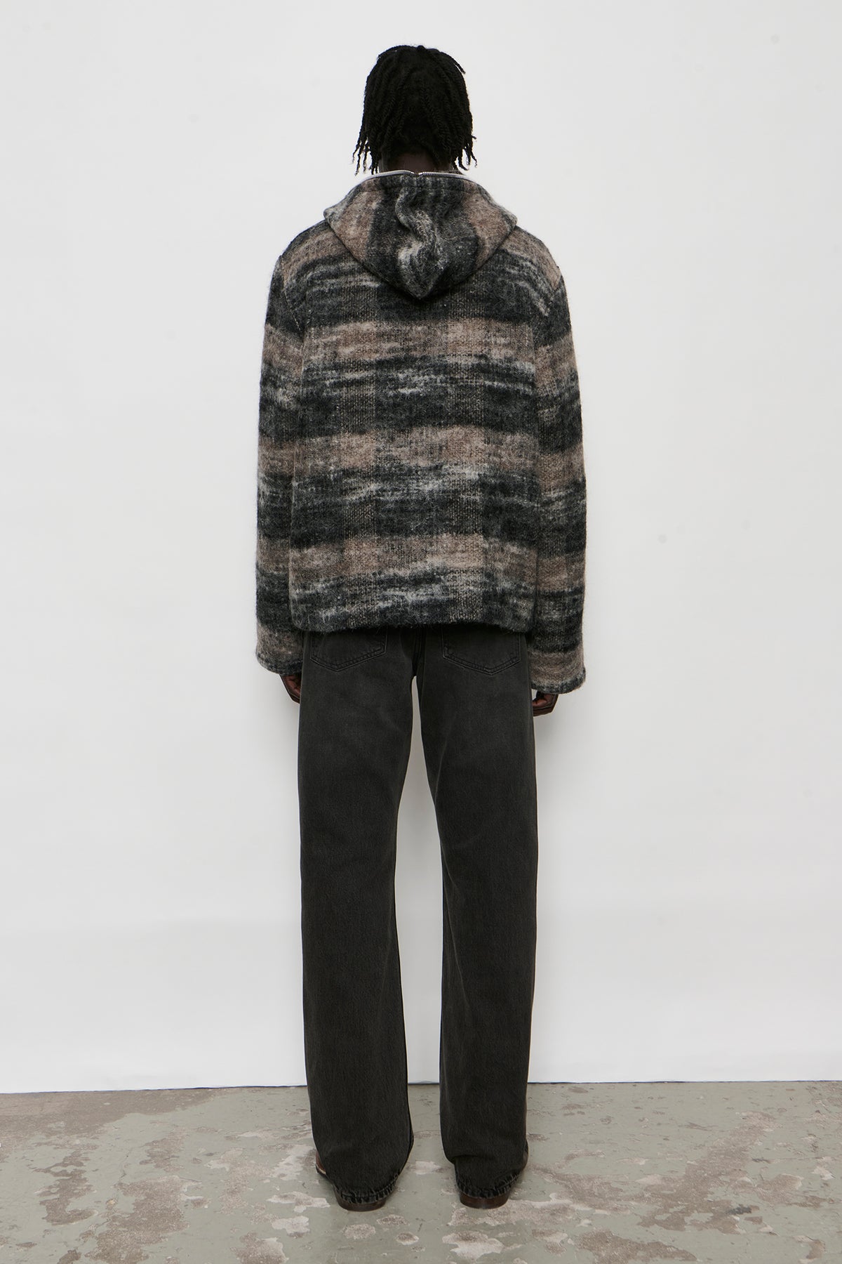 FULL ZIP HOOD night woods check lofty wool