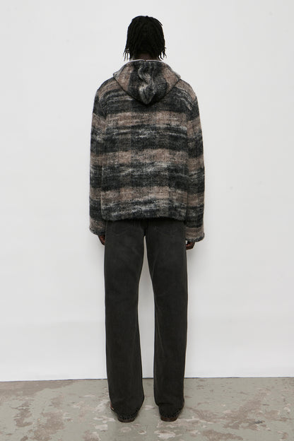 FULL ZIP HOOD night woods check lofty wool