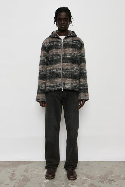 FULL ZIP HOOD night woods check lofty wool