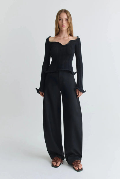 GISELLE SWEATER Black Rib