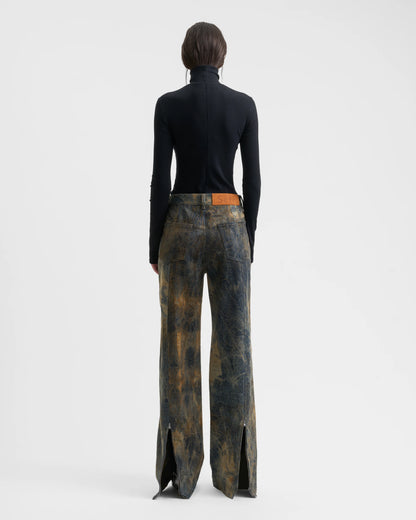OVER-DYED BACK SLIT JEANS muted neuterals
