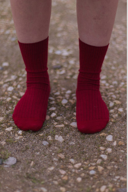 RIB OVERANKLE SOCKS Pair Red
