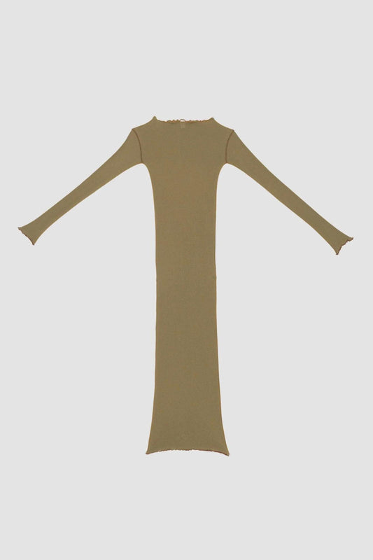 VEIN LONG DRESS JADE BROWN