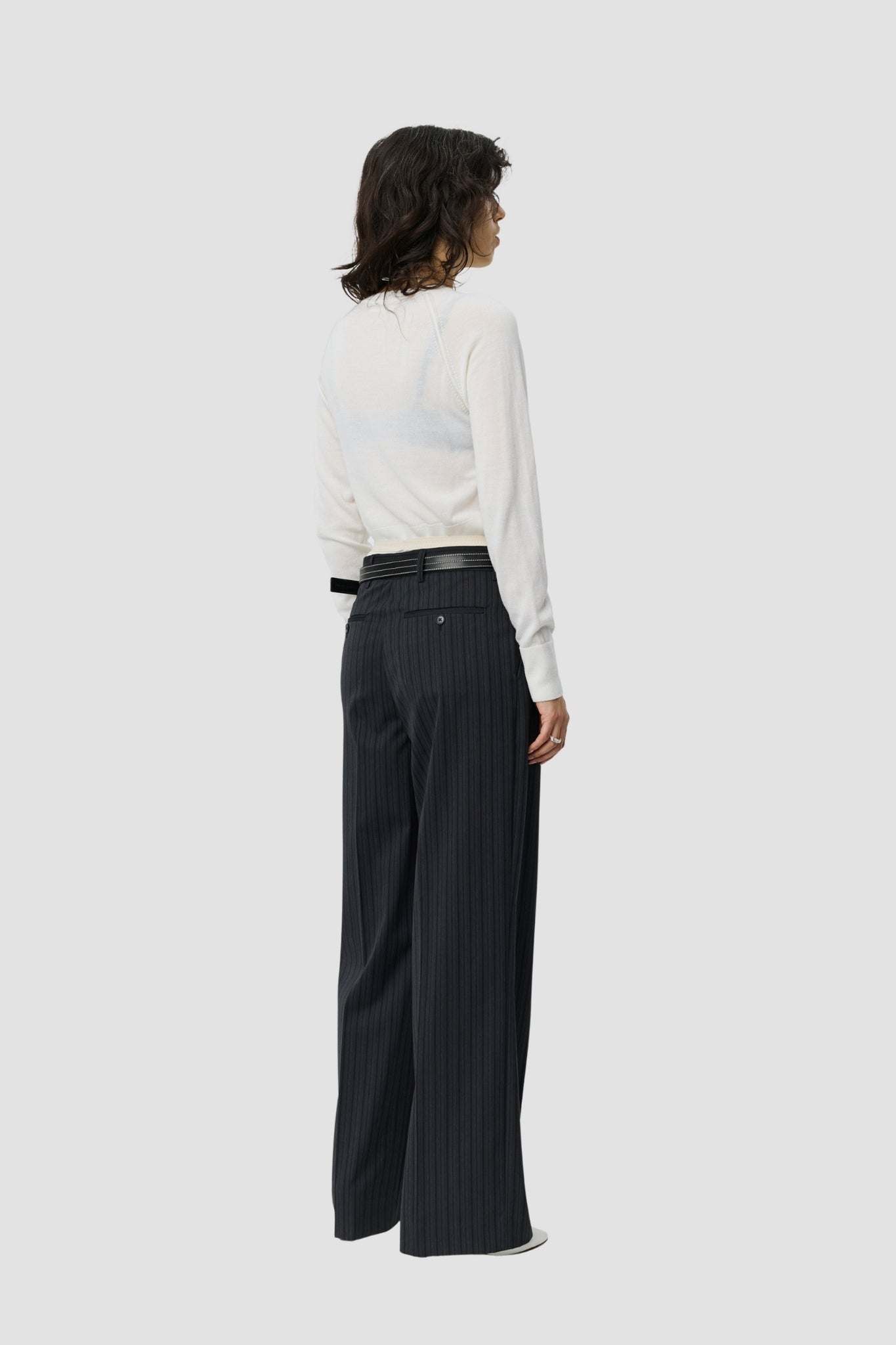 PRIMARY TROUSERS Wide Gray Double Stripe