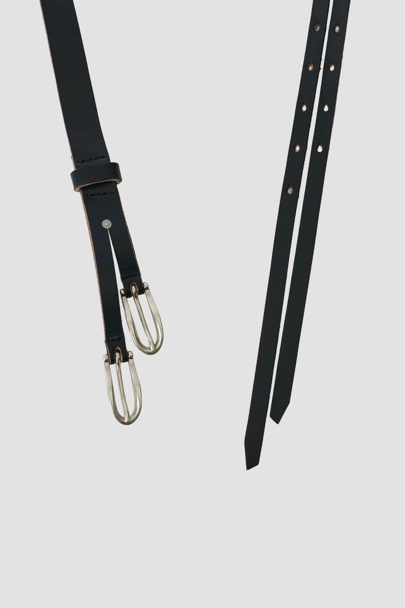 TWIN TONGUE BELT Black Chromexcel Leathe