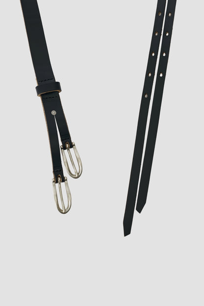 TWIN TONGUE BELT Black Chromexcel Leathe
