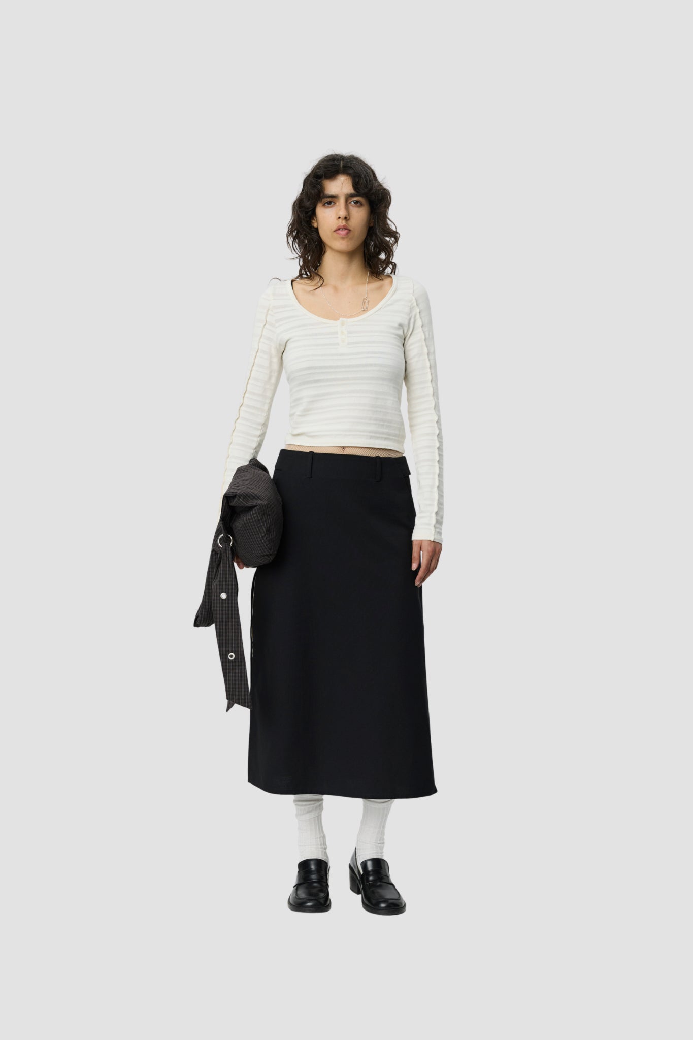 DEEP HENLEY Off White Stripe