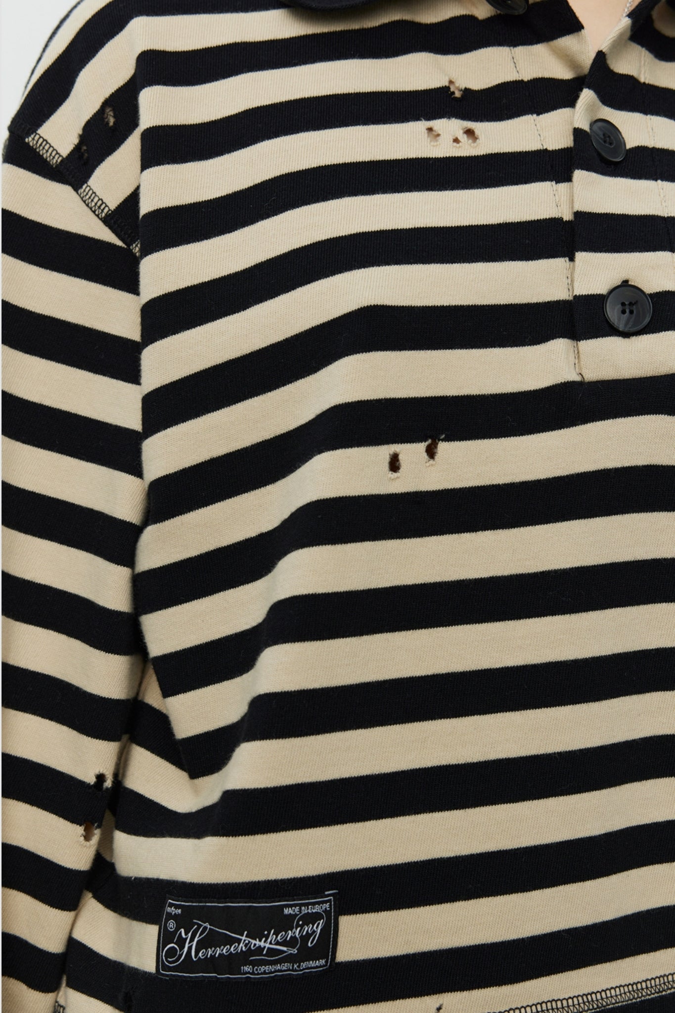 CROPPED FRACTURED POLO Wide Black Stripe