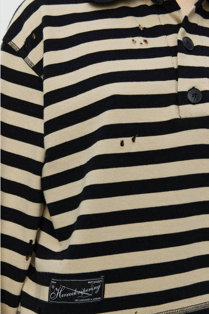 CROPPED FRACTURED POLO Wide Black Stripe
