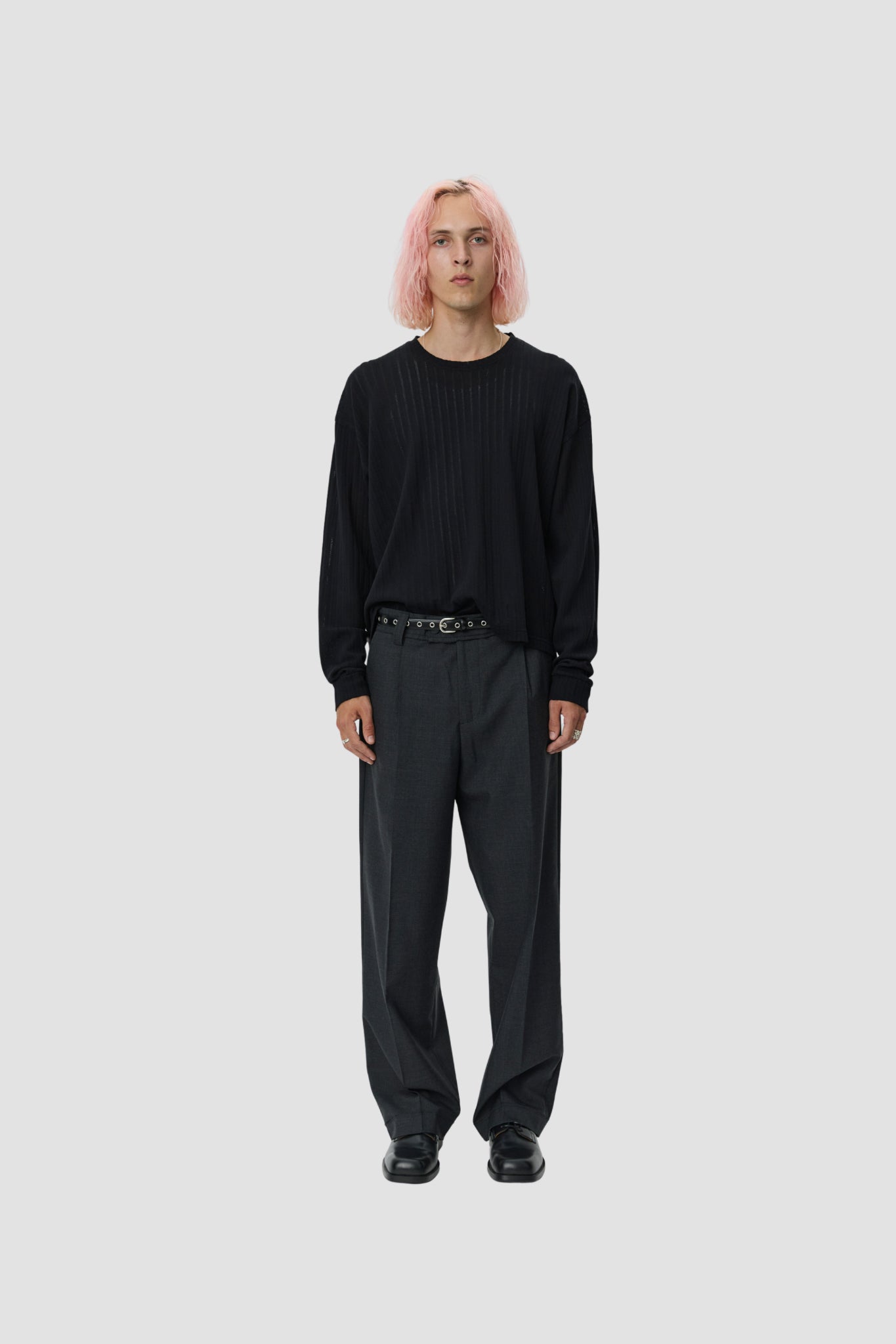 RELAXED LS TEE Black Lace Stripe