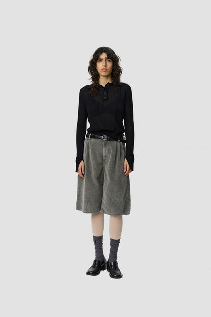 PARTIAL PLACKET POLO Black Rib