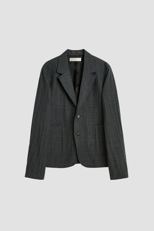 TEMP BLAZER, Stone Gray Plisse Wool