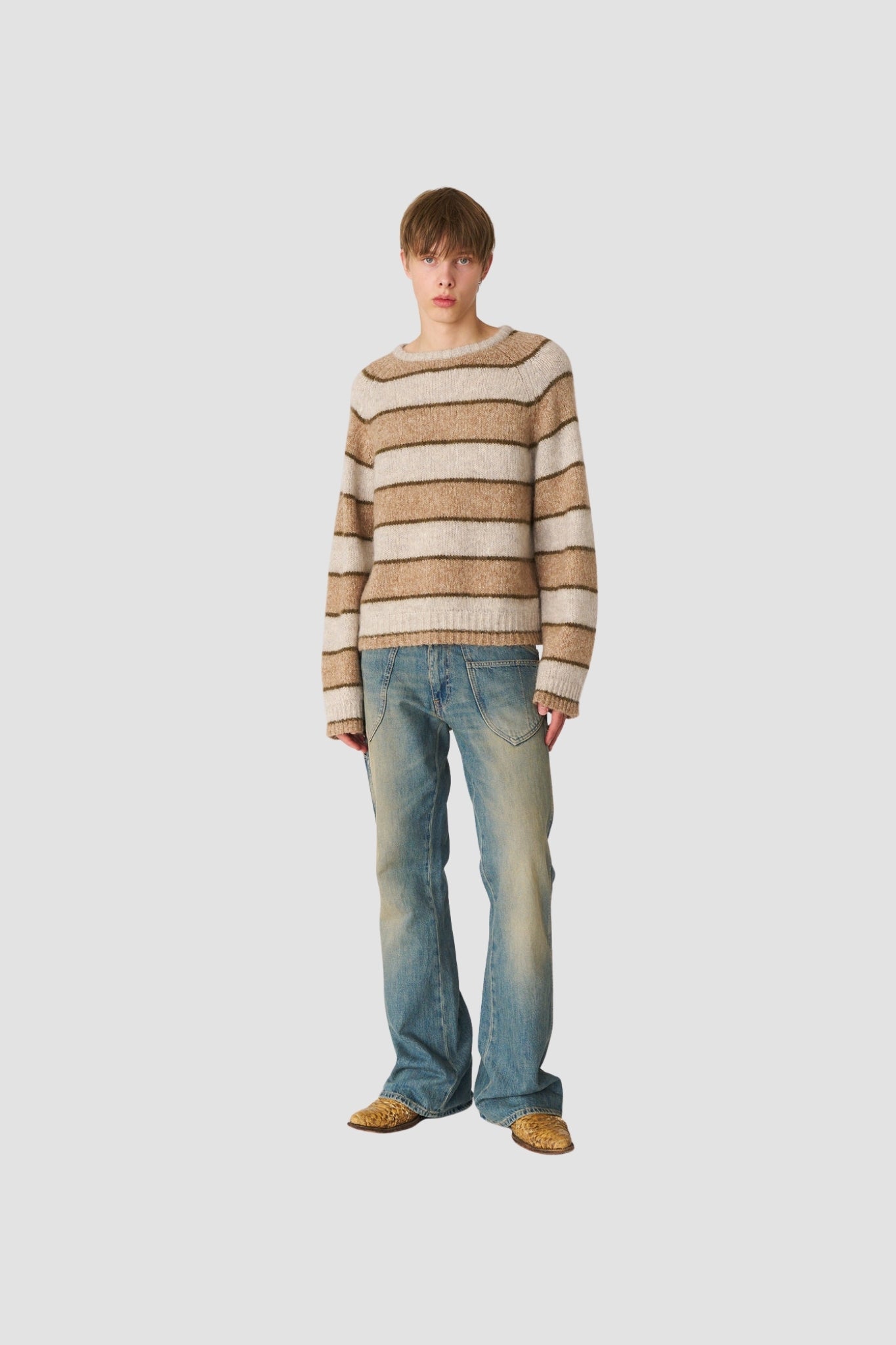 RAGLAN KNIT Beige Stripe