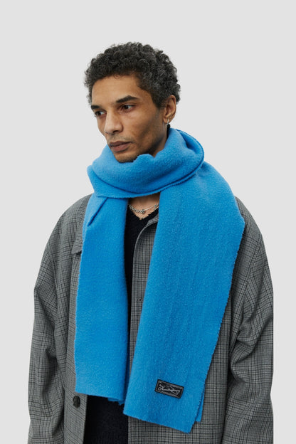 Wool Scarf Bright Blue Fuzz