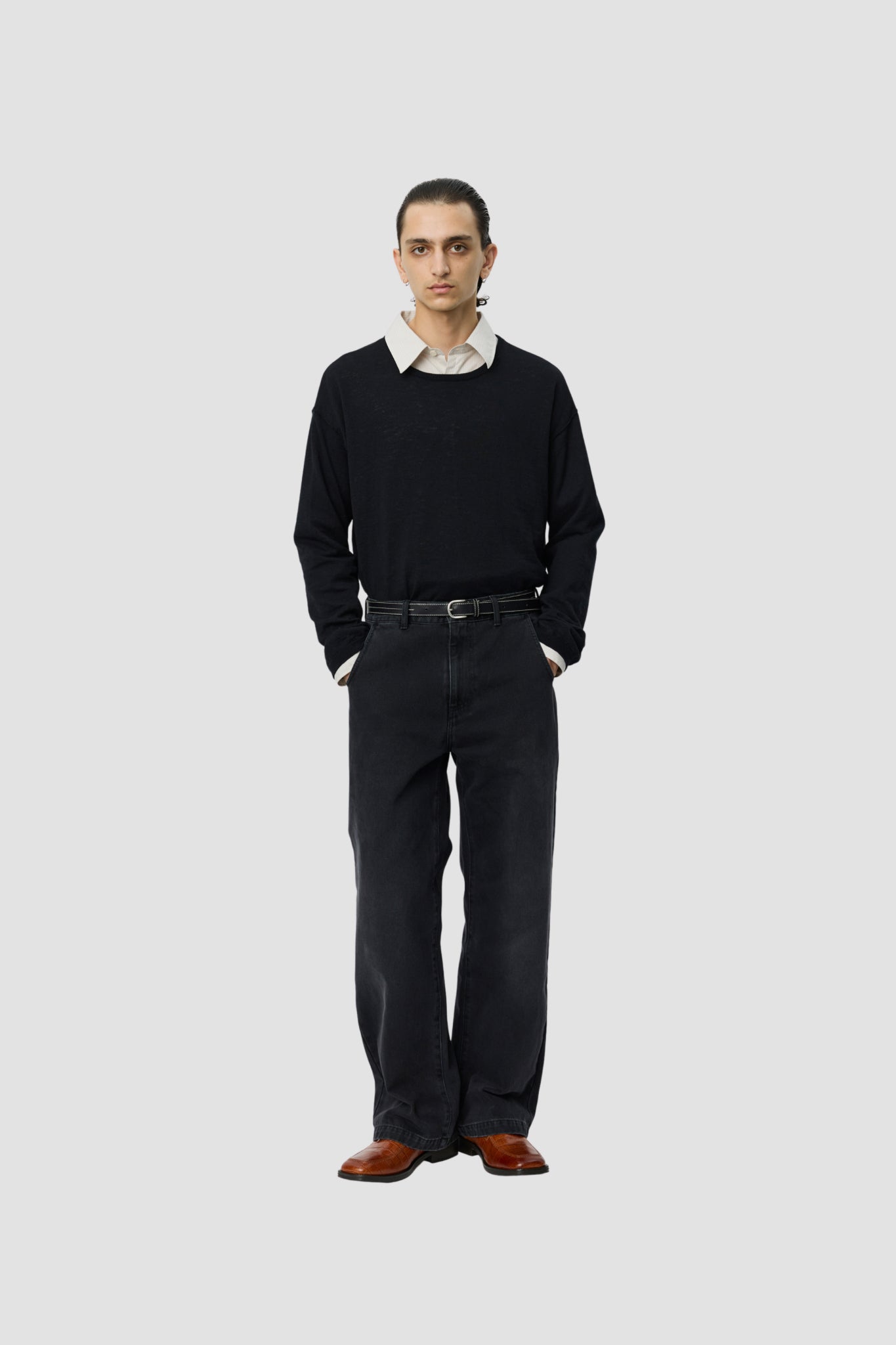 STRAIGHT CUT JEANS L32 Faded Black