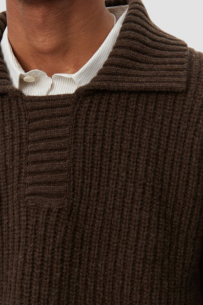 COLLAR SWEATER BROWN