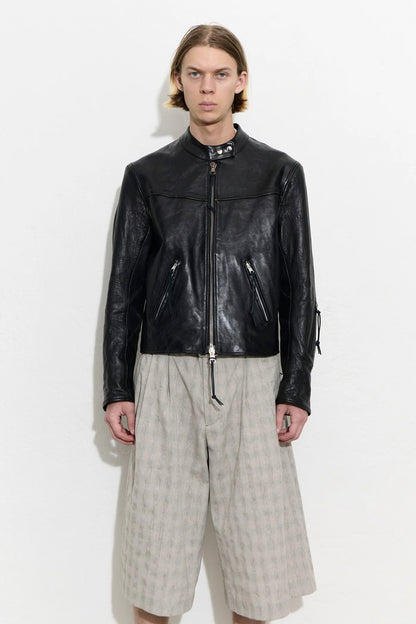 YUREI JACKET Whisker Black Buffed Lambskin
