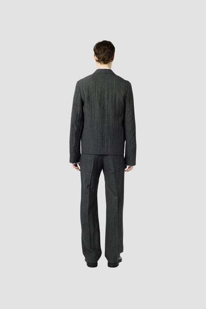 TEMP BLAZER, Stone Grey Plisse Wool