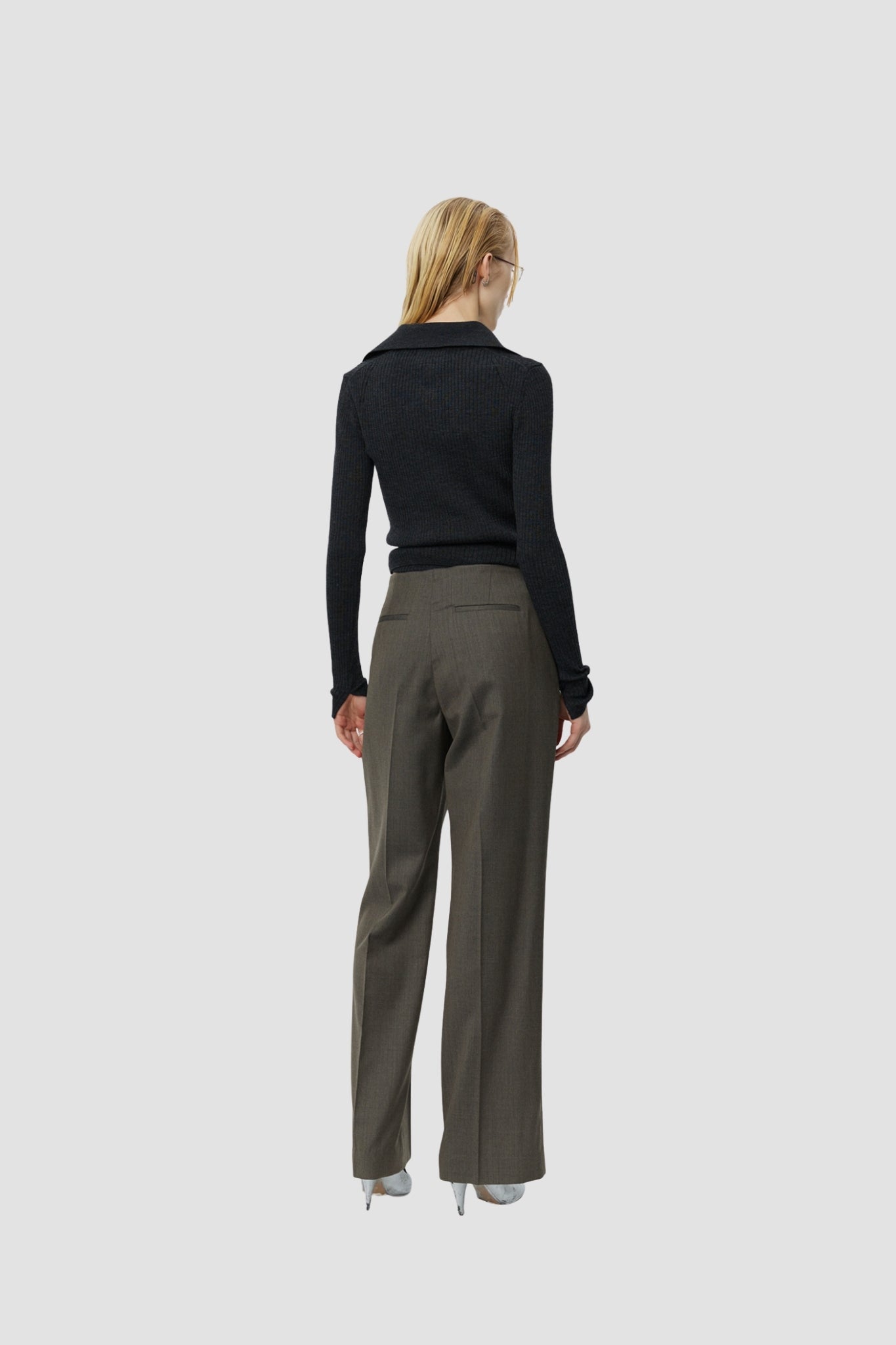 TAPER TROUSERS Taupe Wool