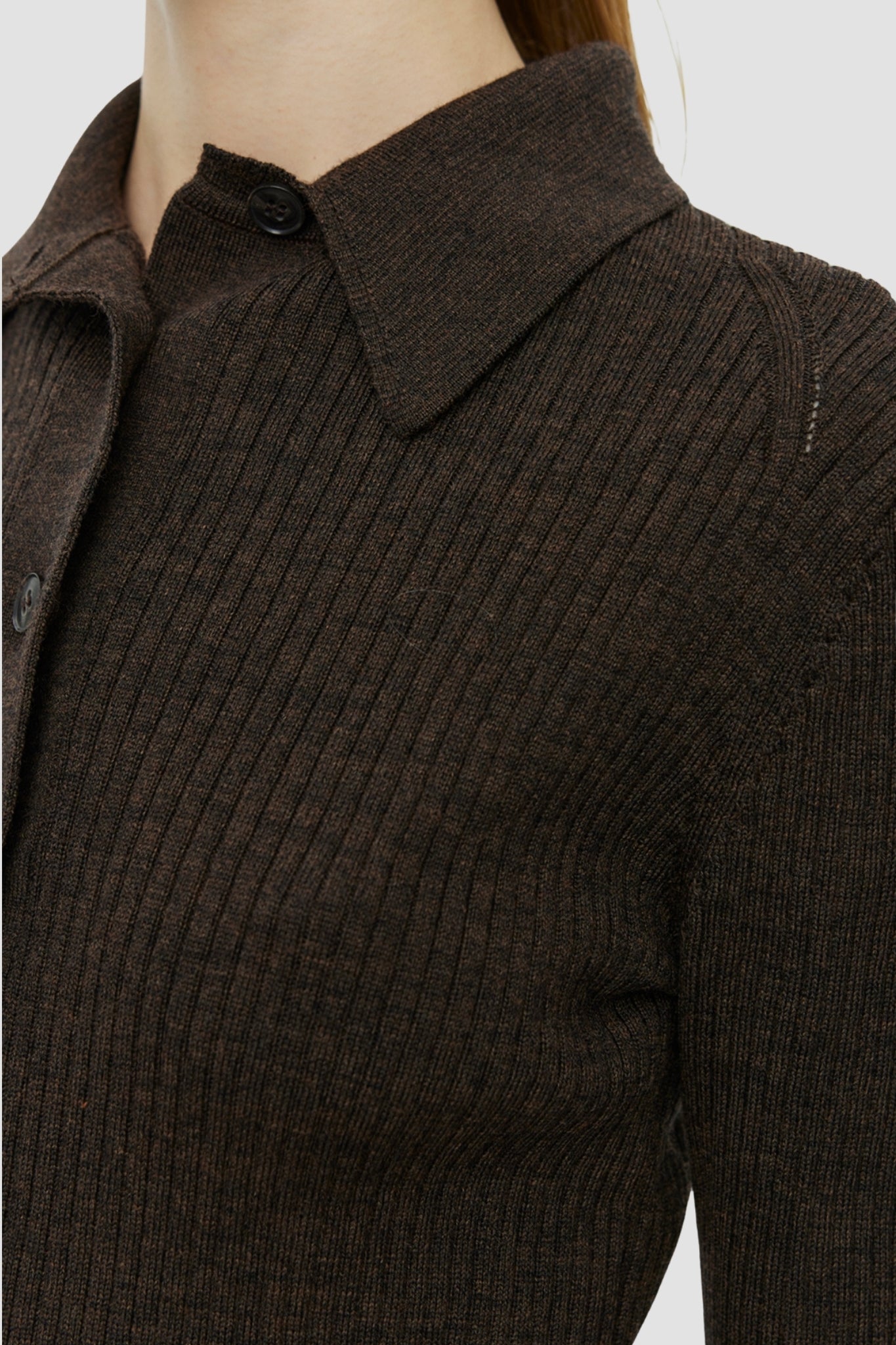 KNITTED RIB SHIRT Dark Brown