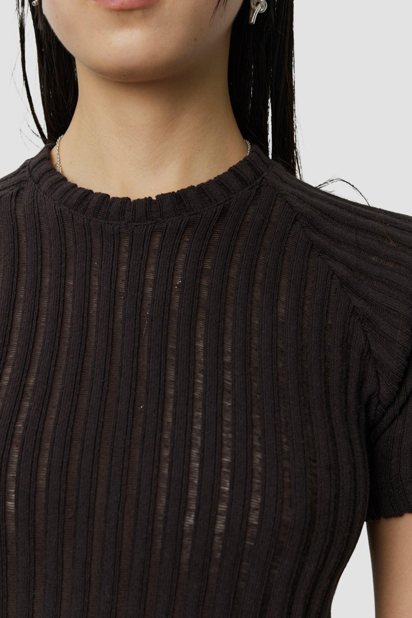 RAGLAN TEE Dark Brown Ajour Stripe