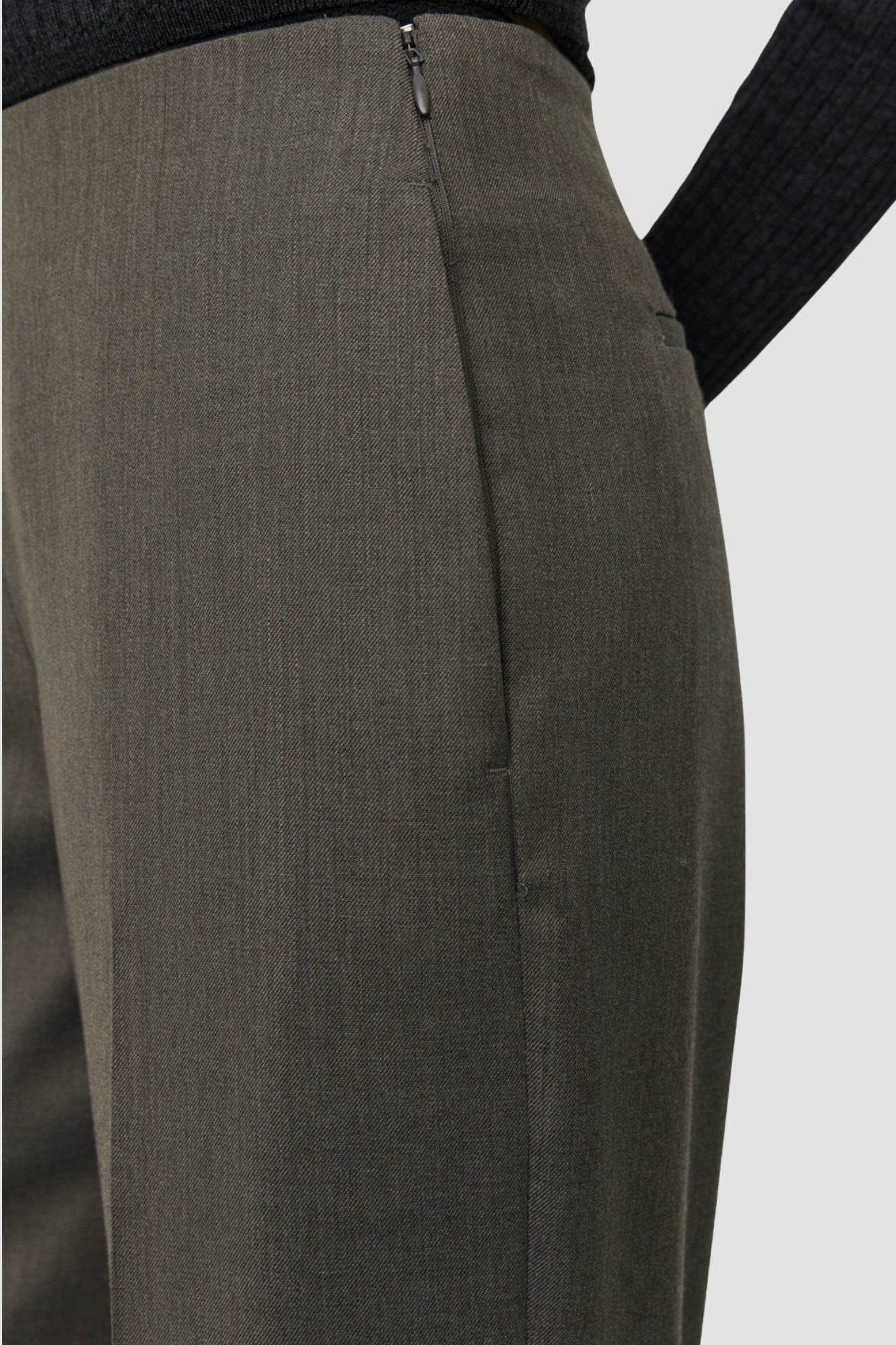 TAPER TROUSERS Taupe Wool