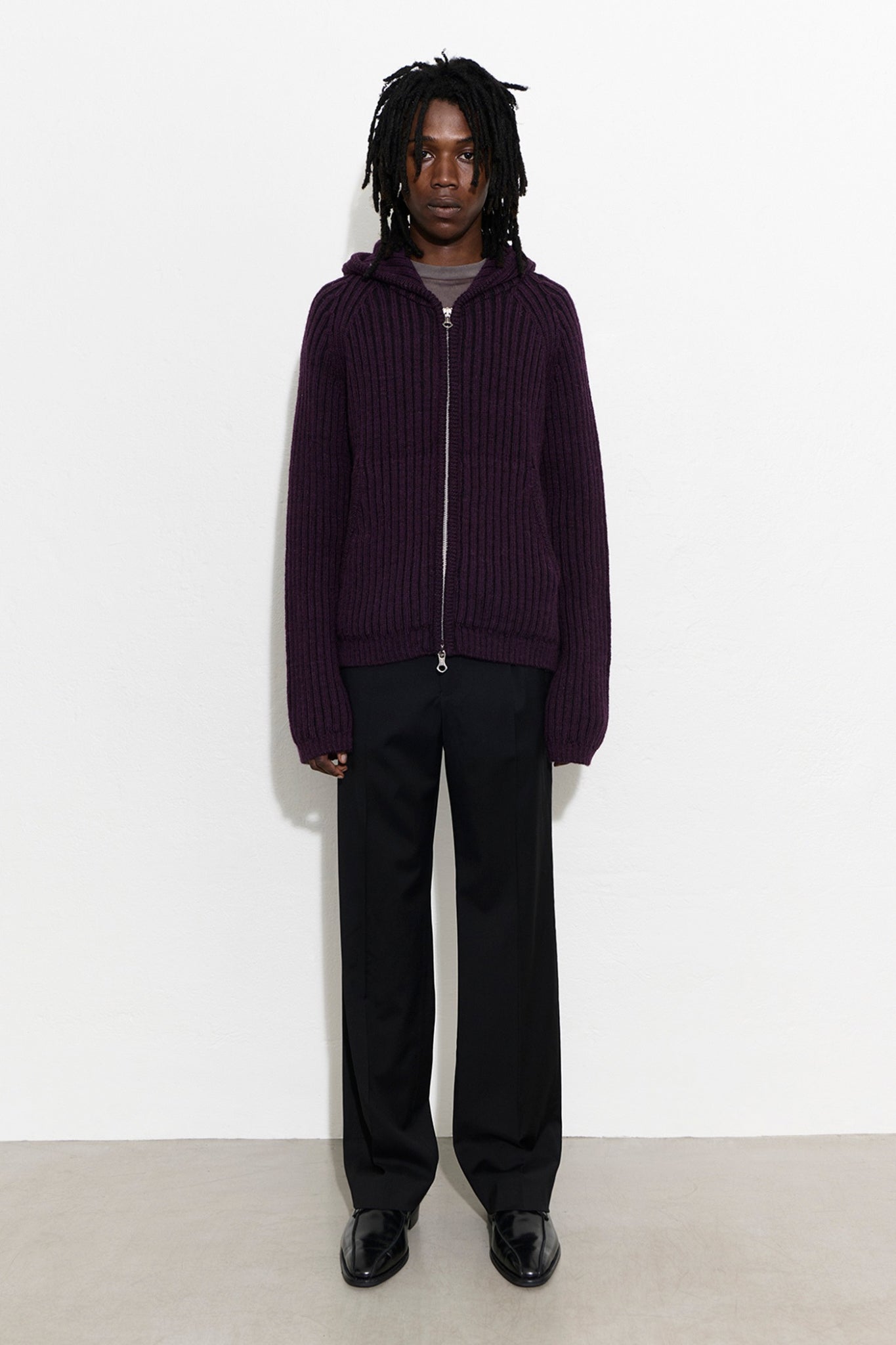 LEVEL HOOD Night Violet Stripe Isles Wool
