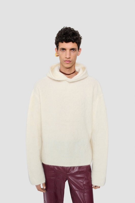 AHTI HOODIE Snow fine mohair
