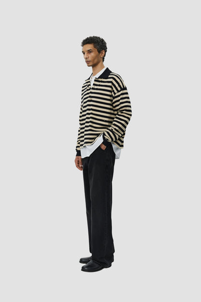 FRACTURED POLO Wide Black Stripe