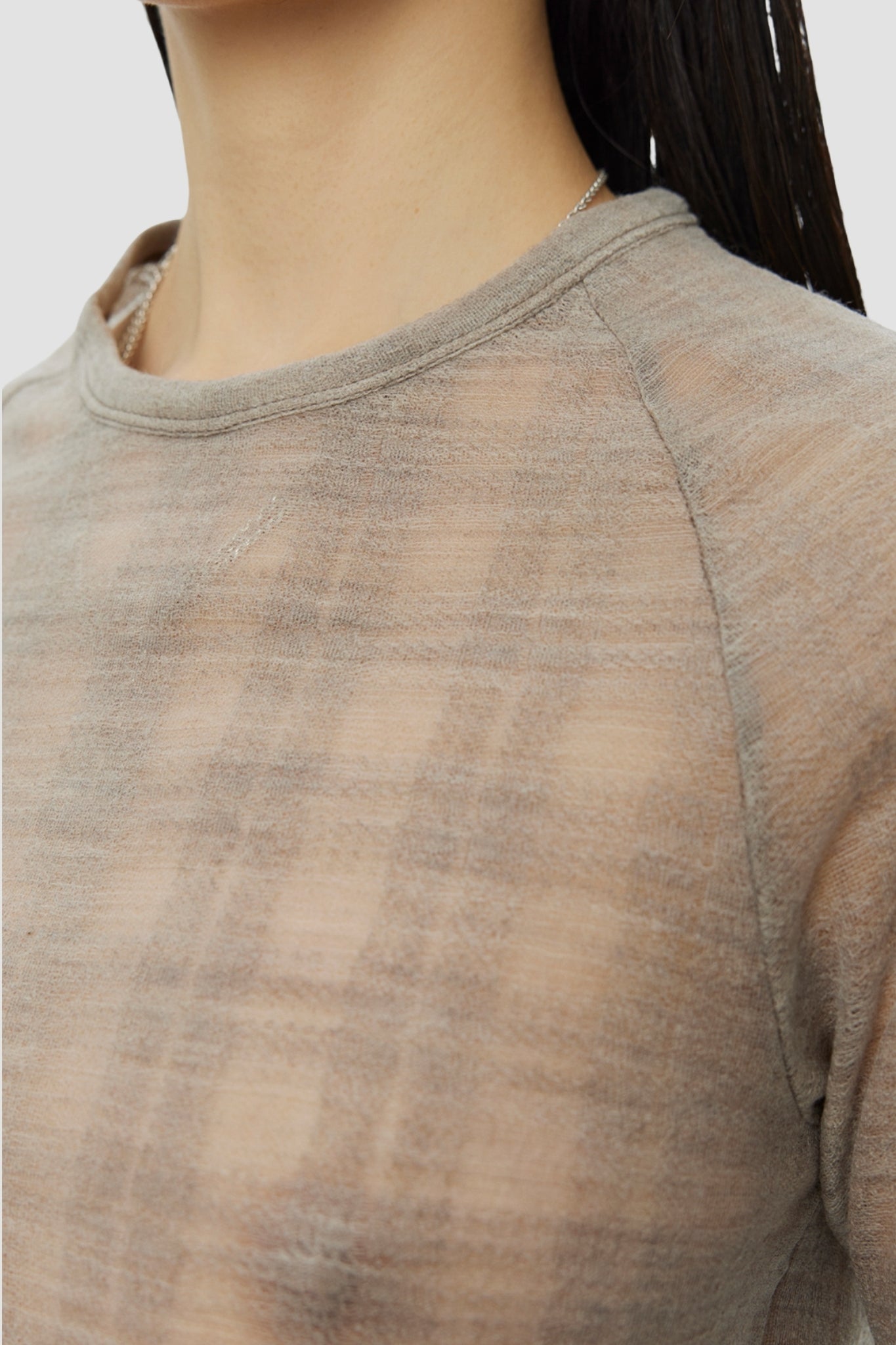 RAGLAN LS TEE Beige Gauze Check