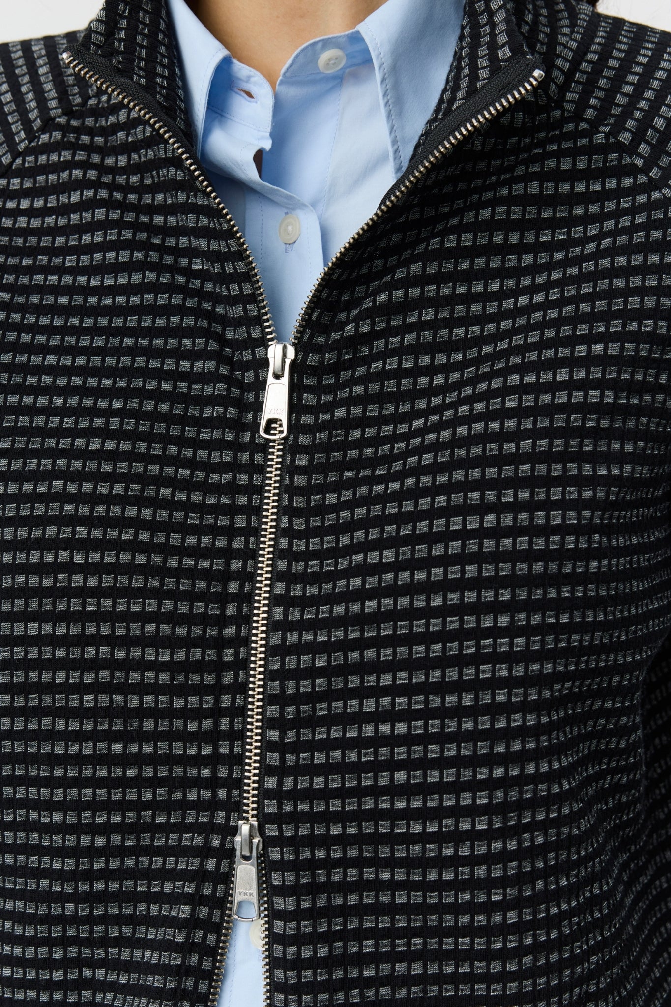 CROPPED LEISURE ZIP UP W Black Experienced Check