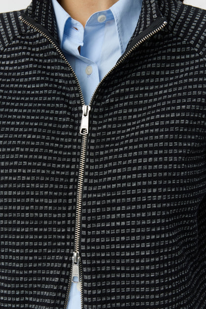 CROPPED LEISURE ZIP UP W Black Experienced Check