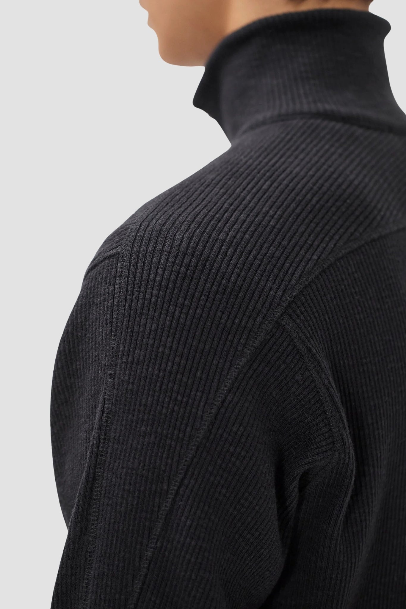 TENO MILITARY RIB ZIP CARDIGAN Black
