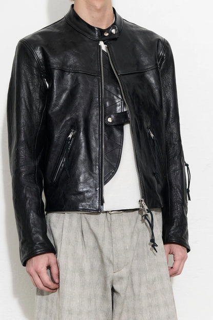 YUREI JACKET Whisker Black Buffed Lambskin