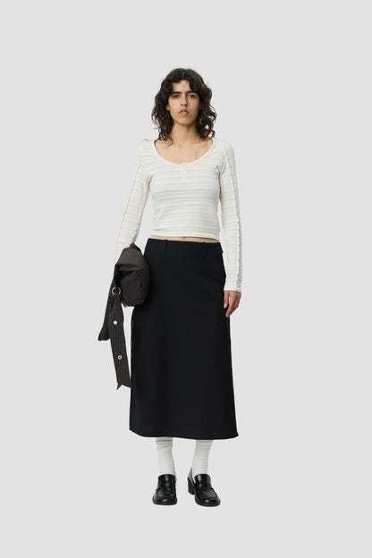 DEEP HENLEY Off White Stripe