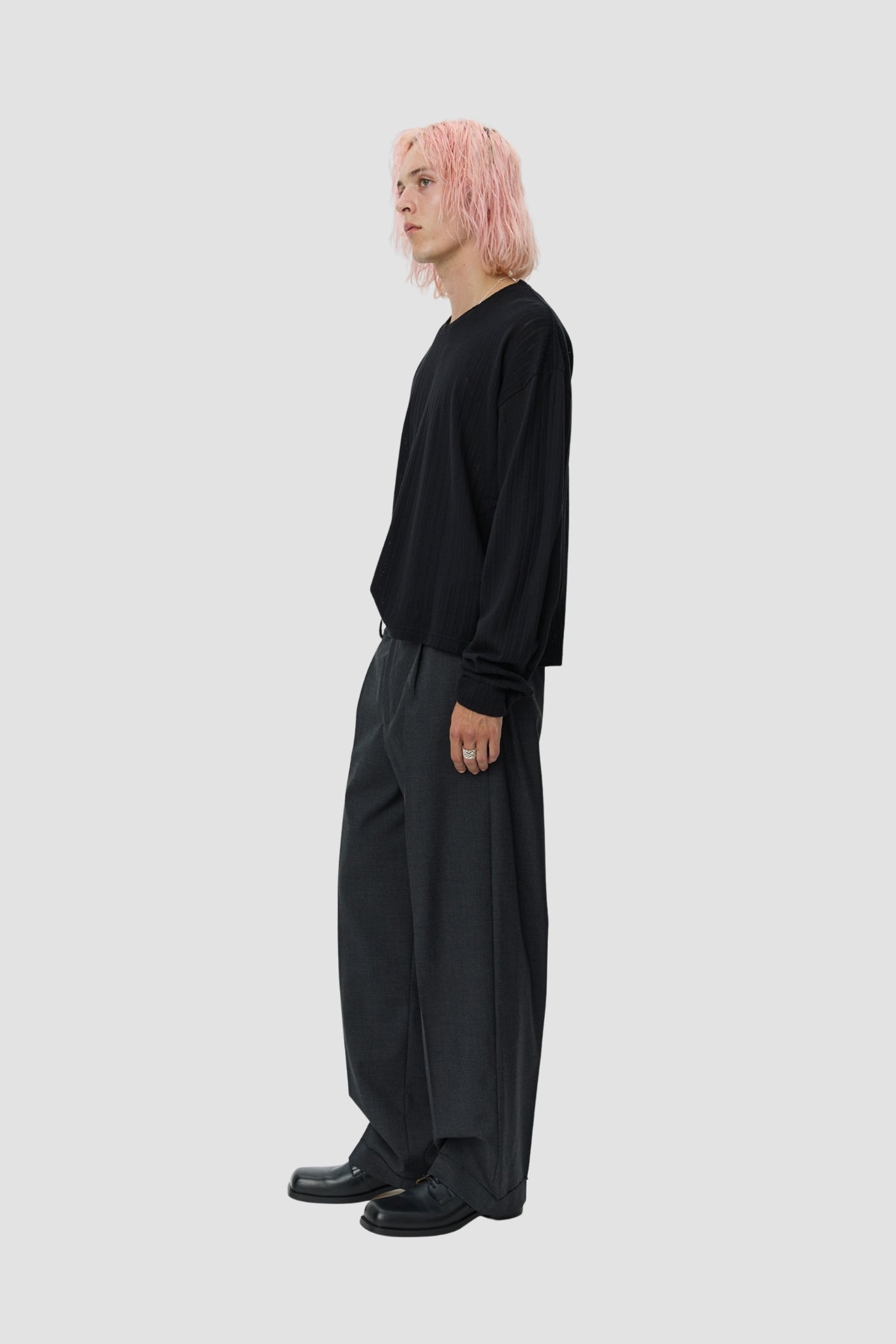 RELAXED LS TEE Black Lace Stripe